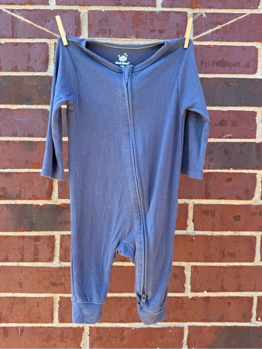 cloud island Soft Cotton Footie One-Piece - Light Blue & Navy - Picture 5 of 7